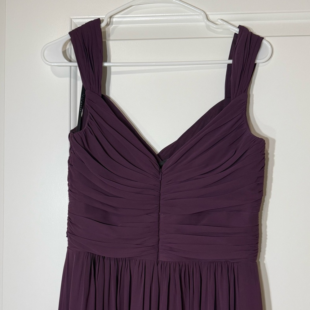 After Six Aubergine Ruched Chiffon Gown w/ Slit — Bridesmaid or Formal - Picture 5 of 5